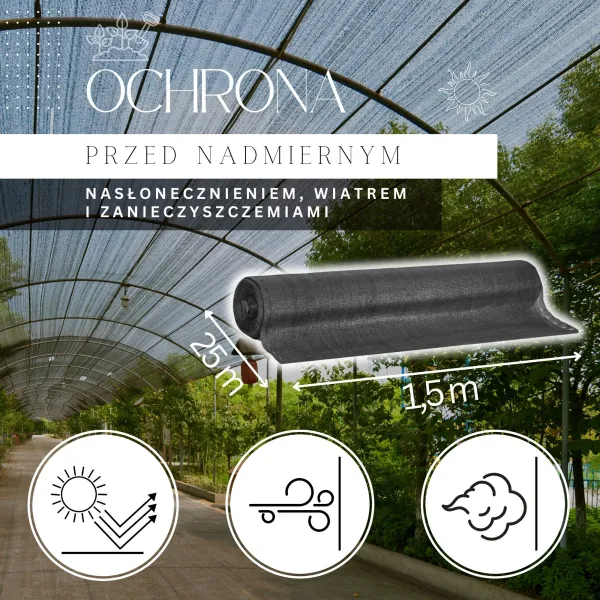 Shading net Springos SN0042 140g/m2 1,5x25 m anthracite