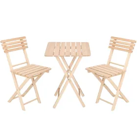 Wood folding 2 chairs + 1 table set Springos BS001