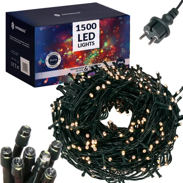 Kalėdinės girliandos Springos 1500 CL1500 Led šiltai balta 90 m IP44