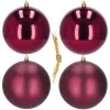 Kalėdiniai rutuliai Springos CA1185 4 vnt šventinės dekoracijos pakabinamos 12 cm bordo spalvos