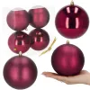 Kalėdiniai rutuliai Springos CA1185 4 vnt šventinės dekoracijos pakabinamos 12 cm bordo spalvos