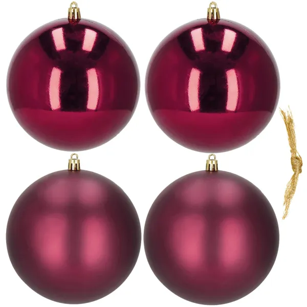 Kalėdiniai rutuliai Springos CA1185 4 vnt šventinės dekoracijos pakabinamos 12 cm bordo spalvos