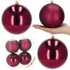 Kalėdiniai rutuliai Springos CA1185 4 vnt šventinės dekoracijos pakabinamos 12 cm bordo spalvos