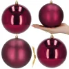 Kalėdiniai rutuliai Springos CA1185 4 vnt šventinės dekoracijos pakabinamos 12 cm bordo spalvos