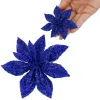 Bethlehem star, artificial poinsettia flower Springos CA1239 navy blue with glitter