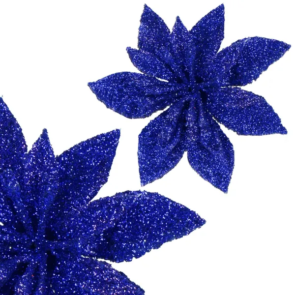 Bethlehem star, artificial poinsettia flower Springos CA1239 navy blue with glitter