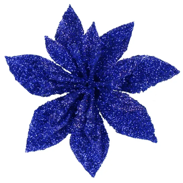 Bethlehem star, artificial poinsettia flower Springos CA1239 navy blue with glitter