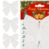 Christmas bow for the tree Springos CA1294 3 pcs glitter ornaments white
