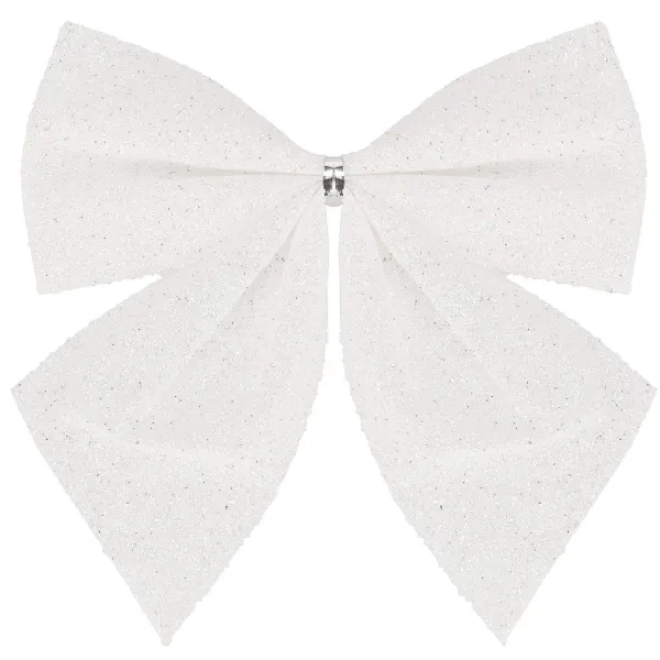 Christmas bow for the tree Springos CA1294 3 pcs glitter ornaments white