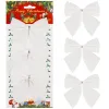 Christmas bow for the tree Springos CA1294 3 pcs glitter ornaments white