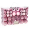 Christmas tree ornament set Springos CA0133, 100 pcs, 6/4/3 cm, pink