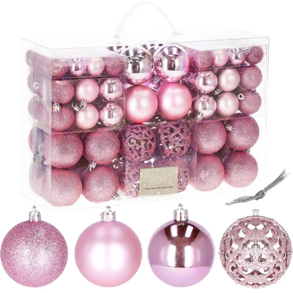 Christmas tree ornament set Springos CA0133, 100 pcs, 6/4/3 cm, pink