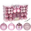 Christmas tree ornament set Springos CA0133, 100 pcs, 6/4/3 cm, pink