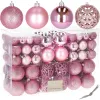 Christmas tree ornament set Springos CA0133, 100 pcs, 6/4/3 cm, pink