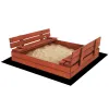 Uždara smėlio dėžė su suolais Springos SBP120SET02 120x120 cm impregnuota mediena, su plėve ir pagrindo danga