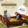 Uždara smėlio dėžė su suolais Springos SBP120SET02 120x120 cm impregnuota mediena, su plėve ir pagrindo danga