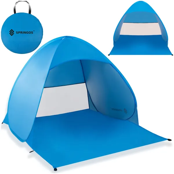 Self‑erecting beach tent, Springos PT035 pop‑up travel shelter blue