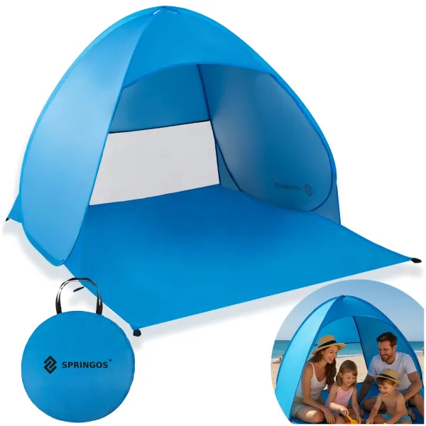 Self‑erecting beach tent, Springos PT035 pop‑up travel shelter blue