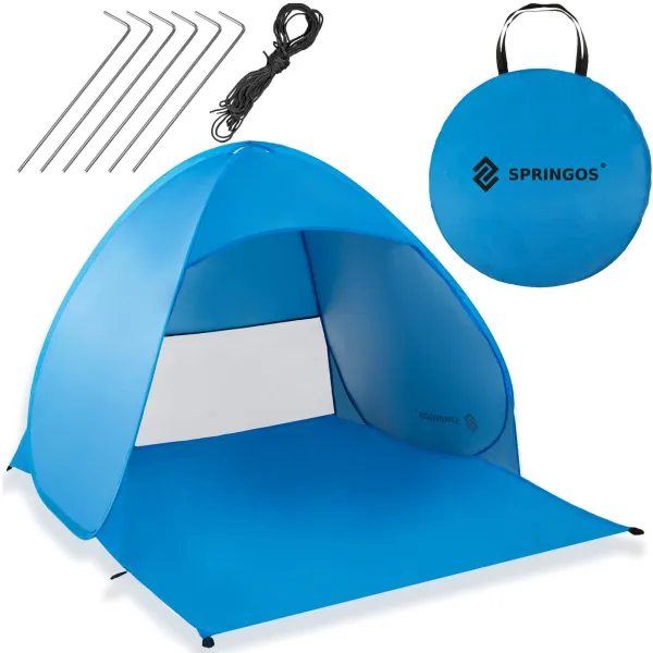 Self‑erecting beach tent, Springos PT035 pop‑up travel shelter blue