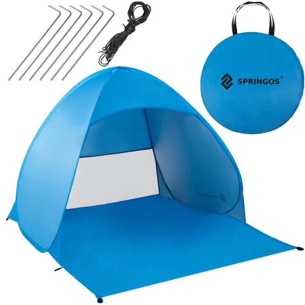Self‑erecting beach tent, Springos PT035 pop‑up travel shelter blue