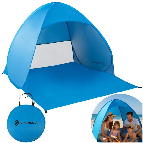 Self‑erecting beach tent, Springos PT035 pop‑up travel shelter blue