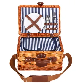 Termiskais piknika grozs 2 personām, ar aprīkojumu 37x27x20 cm, pīts, brūns