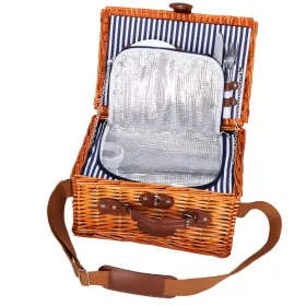 Termiskais piknika grozs 2 personām, ar aprīkojumu 37x27x20 cm, pīts, brūns
