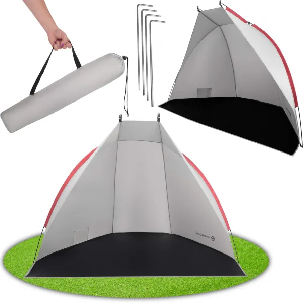 Tourist tent 220x120x120 cm beach with cover, screen gray-black