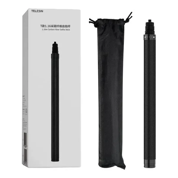 1.16m long Telesin carbon fiber selfie stick for sports cameras