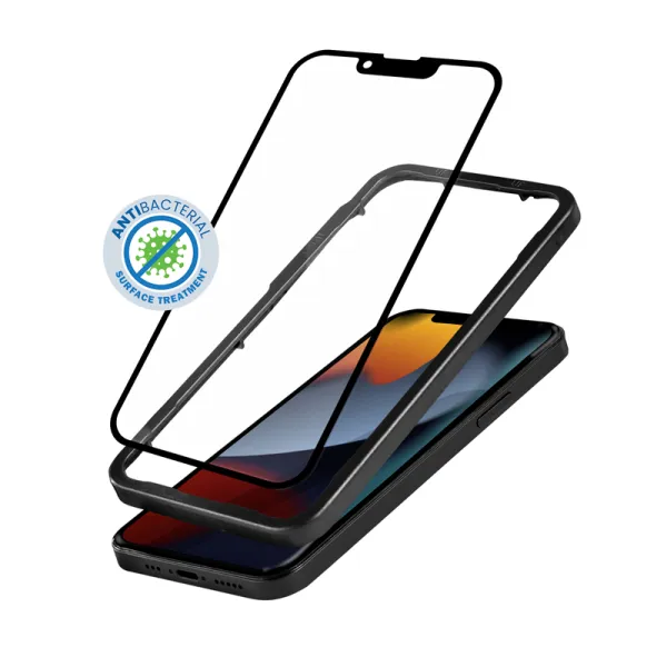 Crong Anti-Bacterial 3D Armor Glass – 9H tempered glass for the entire iPhone 13 mini screen + installation frame