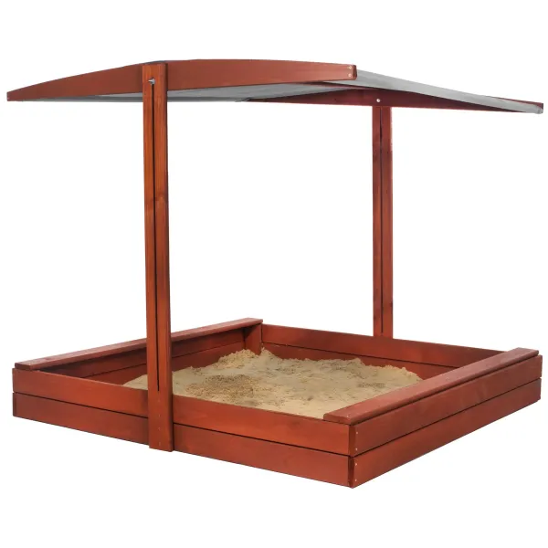 Uždara smėlio dėžė su suolais ir stogeliu Springos SBP140RSET02 140x140 cm