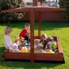 Uždara smėlio dėžė su suolais ir stogeliu Springos SBP140RSET02 140x140 cm
