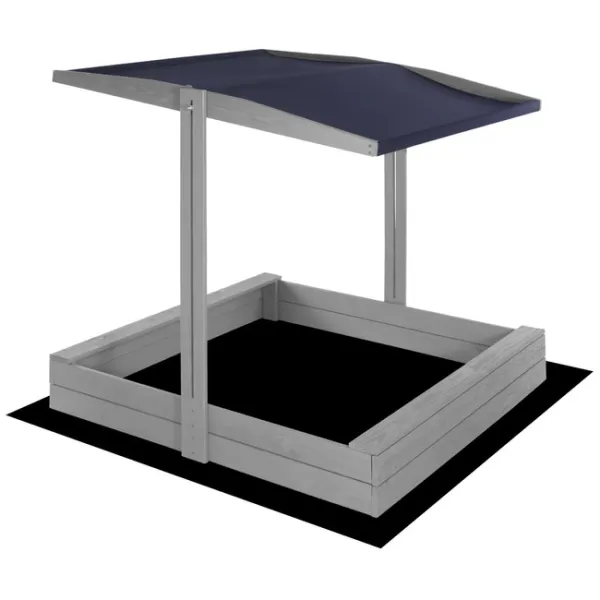 Medinė smėlio dėžė su stogeliu Springos SBP120RSET01 120x120 cm su suolais