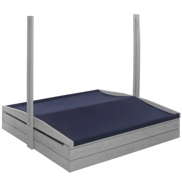 Medinė smėlio dėžė su stogeliu Springos SBP120RSET01 120x120 cm su suolais