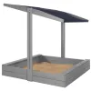 Medinė smėlio dėžė su stogeliu Springos SBP120RSET01 120x120 cm su suolais