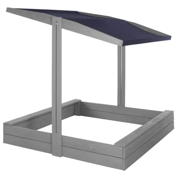 Medinė smėlio dėžė su stogeliu Springos SBP120RSET01 120x120 cm su suolais