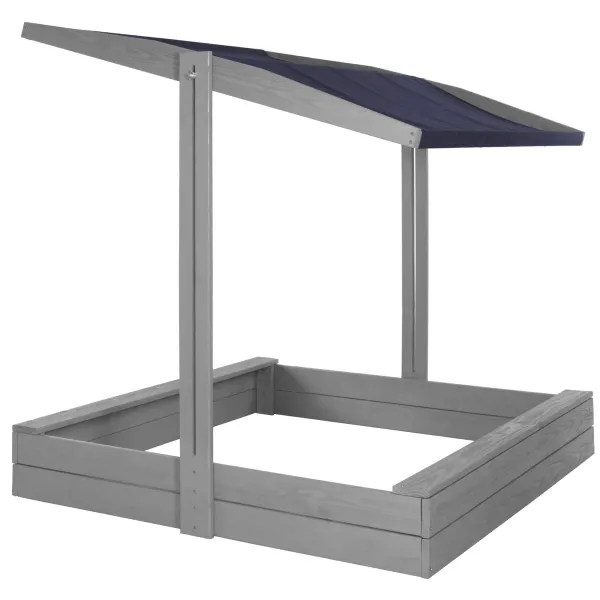 Medinė smėlio dėžė su stogeliu Springos SBP120RSET01 120x120 cm su suolais