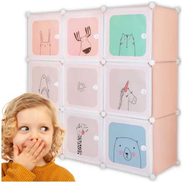 Children's Modular Cabinet Springos HA0215 – 110 × 110 × 37 cm, 9 Compartments