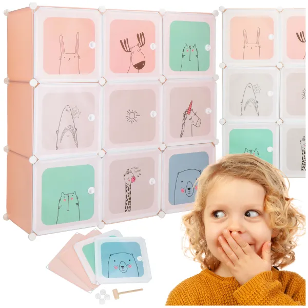 Children's Modular Cabinet Springos HA0215 – 110 × 110 × 37 cm, 9 Compartments