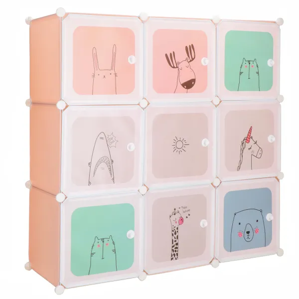 Children's Modular Cabinet Springos HA0215 – 110 × 110 × 37 cm, 9 Compartments