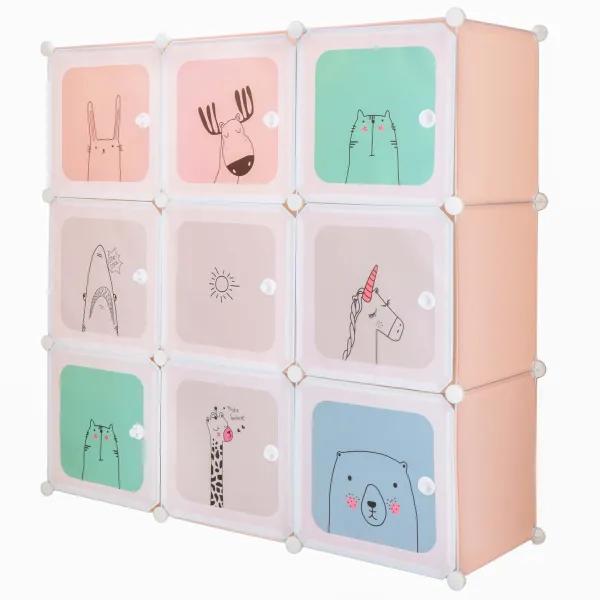 Children's Modular Cabinet Springos HA0215 – 110 × 110 × 37 cm, 9 Compartments