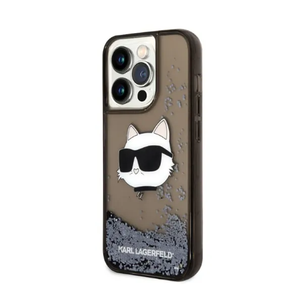 Karl Lagerfeld Liquid Glitter NFT Choupette Head - Case for iPhone 14 Pro (Black)