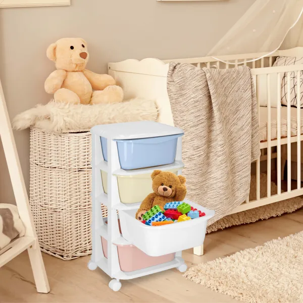 Springos HA0214 Mobile Cabinet with 4 Drawers on Wheels