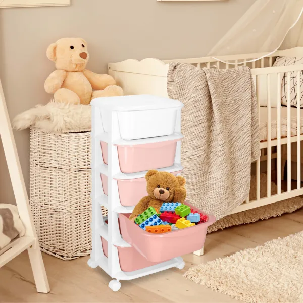 Mobile Storage Cabinet on Wheels with 5 Drawers Springos HA0211