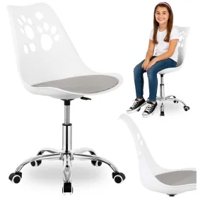 Children's desk chair, adjustable swivel chair with wheels for children's learning, Springos HF0040 white