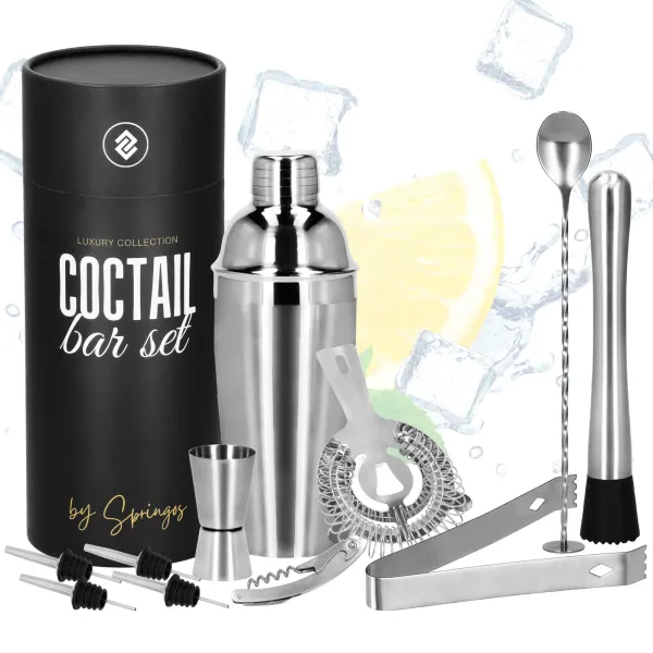 Bartender set for cocktails and drinks 11 elements Springos KI0156, 750 ml made of stainless steel