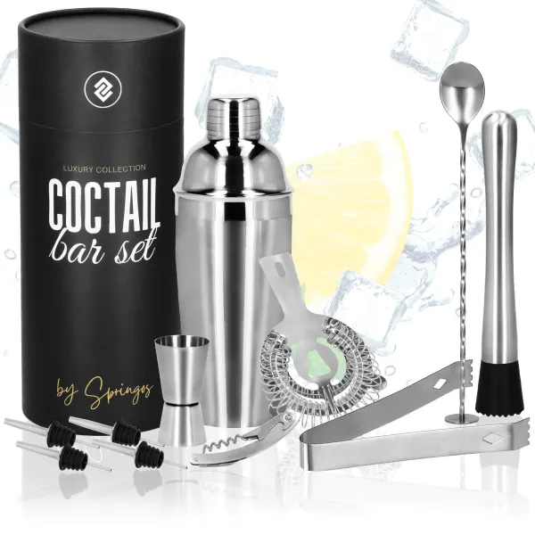 Bartender set for cocktails and drinks 11 elements Springos KI0156, 750 ml made of stainless steel