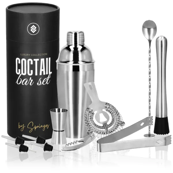 Bartender set for cocktails and drinks 11 elements Springos KI0156, 750 ml made of stainless steel