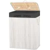 Bamboo laundry basket with lid Springos HA7505 105 L, double compartment, white, grey