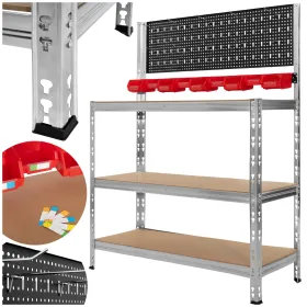 Springos HA5276 workbench 136x101x40 cm, load capacity 620 kg, tool work surface with shelves for garage